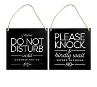 One 2-Sided Sign, Do Not Disturb Door Hanger Sign, Please Do Not Disturb on Front and Please Knock on Back Side, Please Knock Sign for Office Home Door Home Clinic Meeting Session, 6x6 Inch Plaque