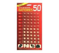 ONE 50Pcs Alkaline Button Batteries | Assorted Mixed Alkalin Coin Cell Lithium AG1, AG3, AG4, AG10, AG12, AG13 | Batteries Cell Perfect for Watches, Calculators and Toys