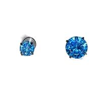 One 6mm Blue Square Diamond Stud Earring,Titanium Alloy Ear Stems With Internal Screw Must-Have For Ear Care,Suitable For Both Men And Women Blue Drill Super Shiny White