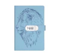 One A5 PU 100 Sheets/200 Pages Notebook, Vintage Password Book With Lock, Diary Clip, Thickened Creative Manual Ledger for Organize, Note Take(Blue)