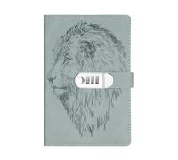 One A5 PU 100 Sheets/200 Pages Notebook, Vintage Password Book With Lock, Diary Clip, Thickened Creative Manual Ledger for Organize, Note Take(Dark Grey)