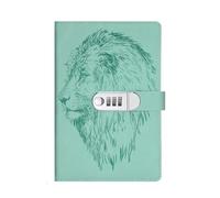 One A5 PU 100 Sheets/200 Pages Notebook, Vintage Password Book With Lock, Diary Clip, Thickened Creative Manual Ledger for Organize, Note Take(Green)