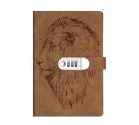 One A5 PU 100 Sheets/200 Pages Notebook, Vintage Password Book With Lock, Diary Clip, Thickened Creative Manual Ledger for Organize, Note Take(Chocolate)