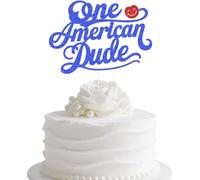 One American Dude Cake Topper, Happy Birthday America, 4th of July Birthday Decorations, Patriotic Independence Day Theme 1st Bday Party Supplies