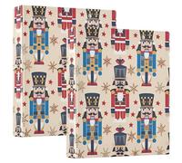 One and A Half Inch Binder Nutcracker Toy Soldier Round Rings Binder with Pockets 2 Pack Binders for School 200 Sheets