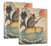 One and A Half Inch Binders for School Japanese Ocean Sea Waves Mouse
