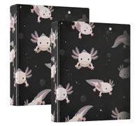 One and A Half Inch Notebook Binders Cute Pink Axolotls in Outer Space