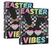 One and A Half Inch Notebook Binders Easter Egg Rabbit Three-Ringing Notebook Binders with Clipboard 1 Pack School Binder 200 Sheets