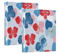One and A Half Inch Notebook Binders Ukiyo-e-Style Japanese Butterfly Periwinkle 3 Ringing Notebook Binders with Pockets 1 Pack School Binder 200 Sheets