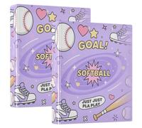 One and A Half Inch School Binders Softball Just Play Purple Pattern
