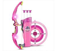ONE Archery Set with LED Flashing Lights, Suction Cup Arrows, Target Board & Quiver | Bow and Arrow Set for Indoor and Outdoor Junior Archers (Pink)