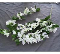 One Artificial Bougainvillea Glabra Wall Hanging Flower Bunch 120cm Long Silk Bougainvillea Spectabilis Bunch Five Branches/Piece 140 Flower Heads for Wedding Floral Decoration (White)