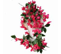 One Artificial Bougainvillea Glabra Wall Hanging Flower Bunch 120cm Long Silk Bougainvillea Spectabilis Bunch Five Branches/Piece 140 Flower Heads for Wedding Floral Decoration (Fuchsia red)