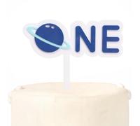 "One" Astronaut-Themed First Birthday Cake Topper Banner - Acrylic Space-Themed Cake Decoration, Perfect for "First Trip Around the Sun" Themed Parties(Space-Themed)
