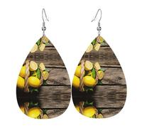 One Basket Lemons Leather Earring For Women Teardrop Pierced Leather Earrings Set Birthday Xmas Jewelry Gifts For Women