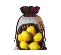 One Basket Lemons Print Christmas Burlap Gift Bags With Drawstrings Goodie Bags Storage Party Supplies