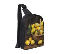 One Basket Lemons Printed Chest Bag Sling Bag for Men Women, Waterproof Crossbody Backpack Men Bag for Runner Workout Hiking Cycling Travel