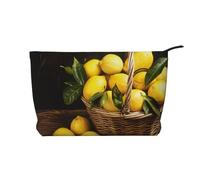 One Basket Lemons Printed Corduroy Makeup Bag for Travel & Daily Use, Stylish Pouch Purse Case Cosmetic Bags Organizer for Women