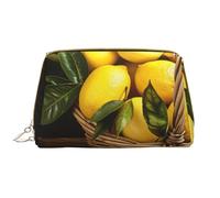 One Basket Lemons Printed Makeup Bag for Women Portable Leather Make up Bag Travel Zipper Cosmetic Bags Organizer