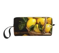 One Basket Lemons Printed Travel Makeup Bag Portable Cosmetic Bag Makeup Case Toiletry Handbag Organiser for Women