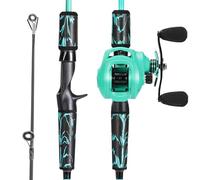 One Bass Fishing Rod and Reel Combo, IM6 Graphite 2Pc Blank Baitcasting Combo with SuperPolymer Handle- 6'0" with Right Handed Reel