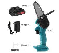 (One Battery) 4in 800W 24V Electric Chain Saw Handheld Logging Saw Wood Cutting Tool W/ 1pc Battery