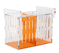 ONE BAYJF Fish Breeder Isolation Box for Aquarium Tank,Transparent Orange Acrylic Fish Acclimation Box for Clownfish Guppy Betta Coral (M)