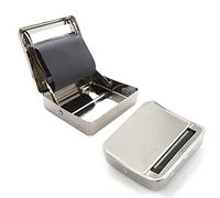 ONE BEST DEAL 1 x Automatic Rolling Machine Tobacco | Cigarette Portable & Strong Metal Tin Box for Cigarette Rolling | Tobacco Smoking Machine Roller (Silver)