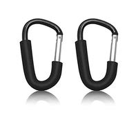 ONE BEST DEAL 2 x Buggy Clips | Heavy Duty Stroller Hook Organizer | Pushchair Pram Baby Bag Clips Buggies Clip Holder for Pram, Toys and Shopping Bag | Black Carabiner Clips