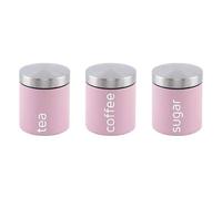 ONE BEST DEAL 3 x Airtight Tea Sugar and Coffee Storage Canisters Jars | Decorative Kitchen Storage Tin Caddy Containers with Easy to Open Airtight Lids (Appleblossom)
