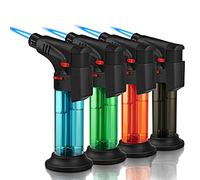 ONE BEST DEAL Butane Gas Torch Lighter - Assorted Color Refillable Cooks Gas Utility Burner Creme Brulee Blow Jet Flame Lighter for Kitchen, Hookah, Welding and BBQ