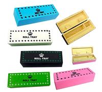 ONE BEST DEAL Coloured Wooden Rolling Box Roll Box Smoking Stash Tray For Kingsize Papers and Filter Tips Storage Small Medium Large Pink White Green Black (Small, Blue)