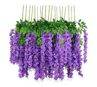 ONE BEST DEAL OBD 12 x Artificial Wisteria Garland Plants Flowers for Home Garden Wedding Party Fake Plants Hanging Vines Ideal for Indoor & Outdoor Decor Backdrops Balcony Wall Doors