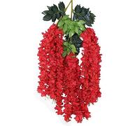 ONE BEST DEAL OBD 12 x Artificial Wisteria Garland Plants Flowers for Home Garden Wedding Party Fake Plants Hanging Vines Ideal for Indoor & Outdoor Decor Backdrops Balcony Wall Doors