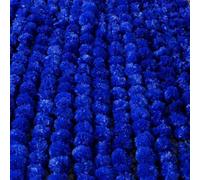 ONE BEST DEAL OBD 5 x Artificial Marigold Flowers Faux Garland Flowers 5 Feet Indian Marigold Garland for Diwali Pooja Decoration Traditional Wedding Home Mehndi Decor & Outdoor Party (Blue)