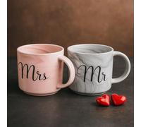 ONE BEST DEAL OBD Mr and Mrs Mugs Set - Couple Coffee Cups with Marble Design, His & Hers Matching Tea Mugs,Gift for Husband Wife, Engagement, Valentine's Day and Home Kitchen Use