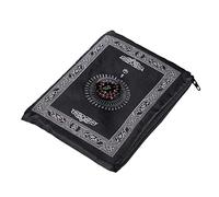 ONE BEST DEAL OBD Pocket Prayer Mat with Qibla Compass Foldable Small Black Prayer Rug 60 x 100cm Lightweight Travel Namaz Mat Muslim Gift for Hajj Umrah & Ramadan