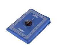 ONE BEST DEAL OBD Pocket Prayer Mat with Qibla Compass Foldable Small Blue Prayer Rug 60 x 100cm Lightweight Travel Namaz Mat Muslim Gift for Hajj Umrah & Ramadan