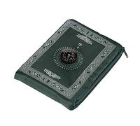 ONE BEST DEAL 1 Pcs Travel Pocket Prayer Mat with Qibla Finder Compass in Carry Bag 60 X 100cm Fordable & Portable Muslim Prayer Praying Rug Namaz Carpet (Dark Green)