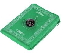 ONE BEST DEAL OBD Pocket Prayer Mat with Qibla Compass Foldable Small Light Green Prayer Rug 60 x 100cm Lightweight Travel Namaz Mat Muslim Gift for Hajj Umrah & Ramadan