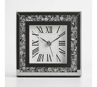 ONE BEST DEAL OBD Square Mirrored Clock with Crushed Diamond Frame Roman Numeral Sparkling Design for Luxury Home Decor Modern Glass Clock for Bedroom Living Room or Office