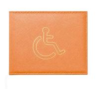 ONE BEST DEAL PU Leather Disabled Badge Blue Holder Hologram Safe Parking Permit Display Cover Disability Parking Badge Cover Wallet Permit Display (Orange)