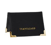 ONE BEST DEAL Soft Leather Travel Card Oyster Bus Pass Credit Card ID Rail Card Wallet Cover Case Holder Yellow Black Blue Green Red (Black), 10.5 cm x 8 cm
