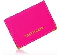 ONE BEST DEAL Soft Leather Travel Card Oyster Bus Pass Credit Card ID Rail Card Wallet Cover Case Holder Yellow Black Blue Green Red (Hot Pink)