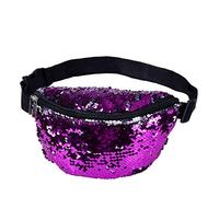 One BFD Fanny Pack Waist Pack Bumbag Bum Bag Running Belt for Ladies Men Kids Festival Causal Holiday Wipe Clean Adjustable Strap (Sequin Purple)