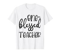 One Blessed Teacher Christian School Teaching Value Graphic T-Shirt, Men, White, M