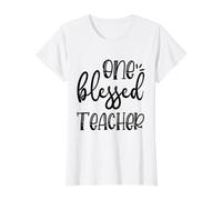 One Blessed Teacher Christian School Teaching Value Graphic T-Shirt, Women, White, S