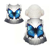 One Blue Butterfly Print Pet Breathable T-Shirt Skirt L