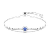 One bracelet, Mixed cuts, Heart, Blue, Rhodium plated