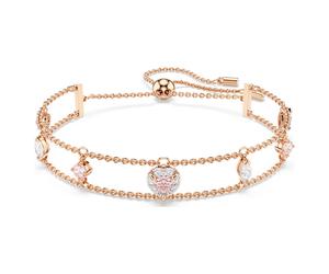 One bracelet, Mixed cuts, Heart, Pink, 18K rose gold finish